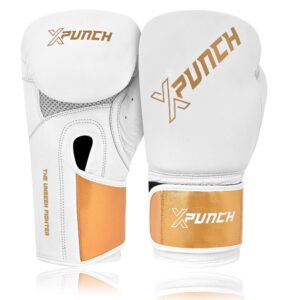 Rękawice Bokserskie XPUNCH GOLDEN STRIKE Białe - obrazek 2