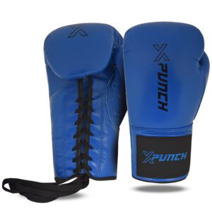Rękawice Bokserskie XPUNCH XBLUE LACE Niebieskie, Sznurowane